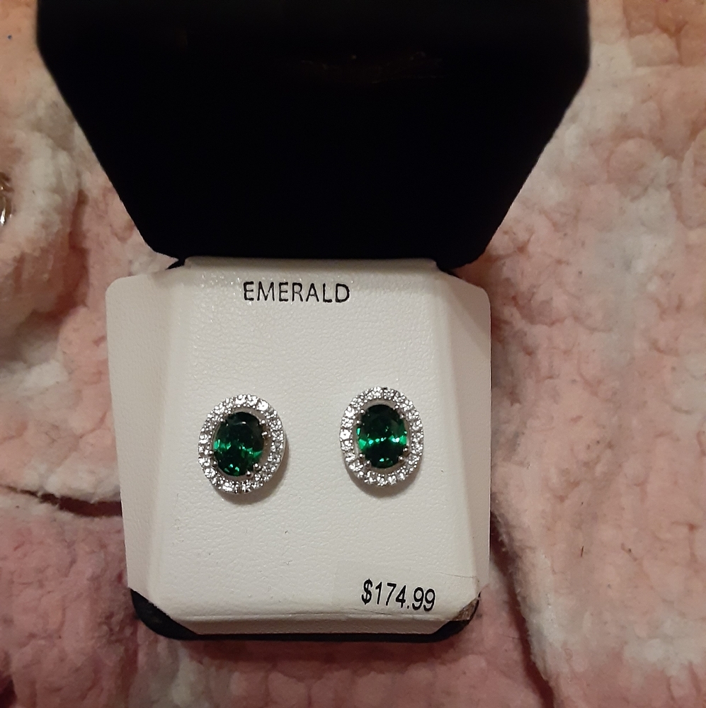 Lab created emerald earrings